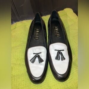 Amalfi Black and White Flats and Loafers with Elegant Bow Design